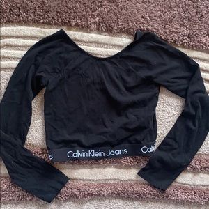Calvin Klein long sleeve black crop top